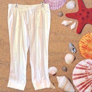 EST. 1946 White Linen Blend Elastic Waist Pants Size 14/16W